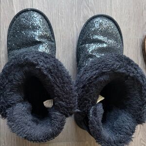 Black Glitter Ankle Boots